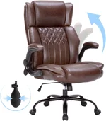 600LBS Large Heavy Duty Office Chair, Big and Tall Office Chair for Heavy People, Executive Desk Chair with Lumbar Support, Computer Desk Chairs with Flip Up Arm