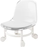Acrylic Pulley Chair, Low Stool with Backrest Pulley, Ergonomic Low Rolling Stool for Home Cleaning, Office Step Stools, Laundry, Office, Garage, Spa, Shop, Salon (Clear)