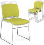 VINGLI Stackable Chairs Set of 4, Stacking Office Chairs with Metal Sled Base, Ergonomic Plastic Padded Seat & Back, Capacity 350lbs, Stacking Chairs for Waiting Room Break Room Banquet Guest, Green