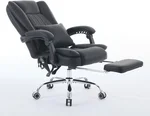 Orbis Executive Massage Office Chair | 4-Point Kneading Back Massage with Heat, Recline, Footrest, Lumbar Support, Adjustable Height | 500 lb Capacity | Premium Black Leather