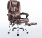 Universal Heated Massage Office Chair | Premium Ergonomic Reclining Desk Chair with 6-Point Vibration, Adjustable Height, Footrest, Remote Control | 500 lb Capacity | Brown Leather