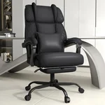 Ergonomic Office Chair with Footrest, 400lbs High Back Executive Home Office Computer Chair with Unique Ear-Shape Headrest for Neck Support,Black Leather Office Chairs for Home Office Work
